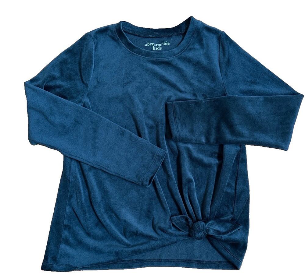 Abercrombie Kids Girls Velour Black Knot Tie Front Long Sleeve Shirt Top 7 8